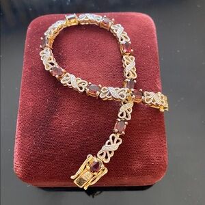 Elegant Sterling Silver and Garnet Women's Bracelet